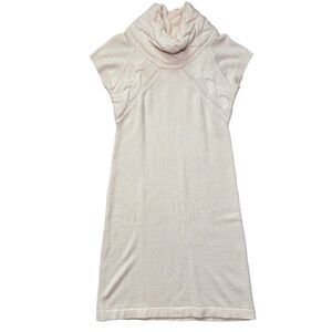 Banana Republic Merino Wool Cable Knit Sweater Dress Cowl Neck Cream Women’s M